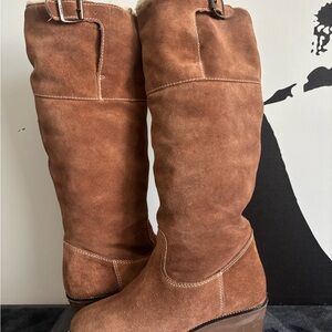 KORS Michael Kors Chestnut Suede Ankle-to-Knee Wedge Boots